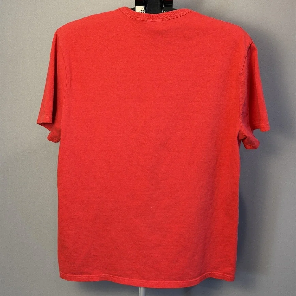 Champion Shirt Mens Large Red Script Logo Graphic Tee 100% Cotton Short Sleeve - Picture 2 of 5